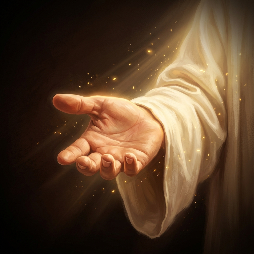 A hand reaching out in welcome