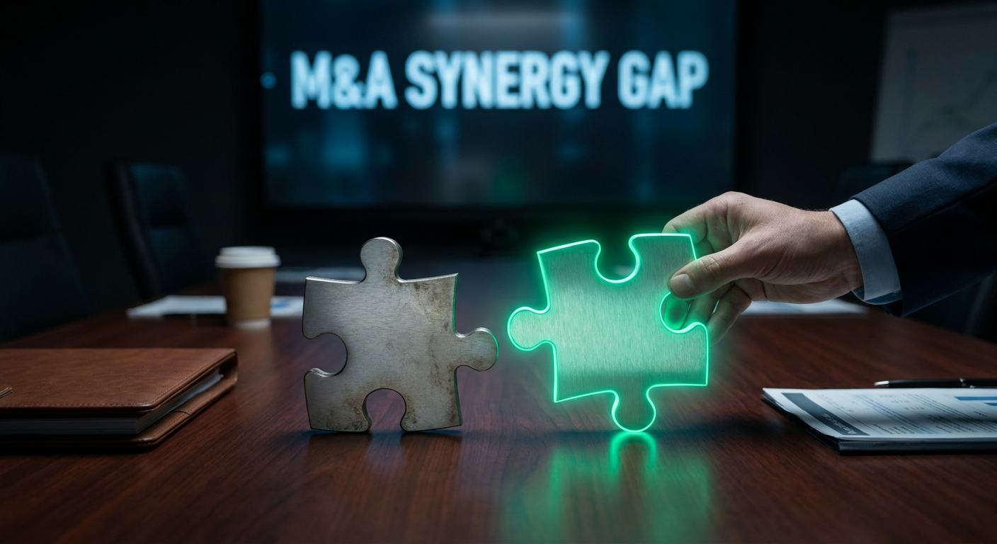 Two puzzle pieces failing to connect on a boardroom table