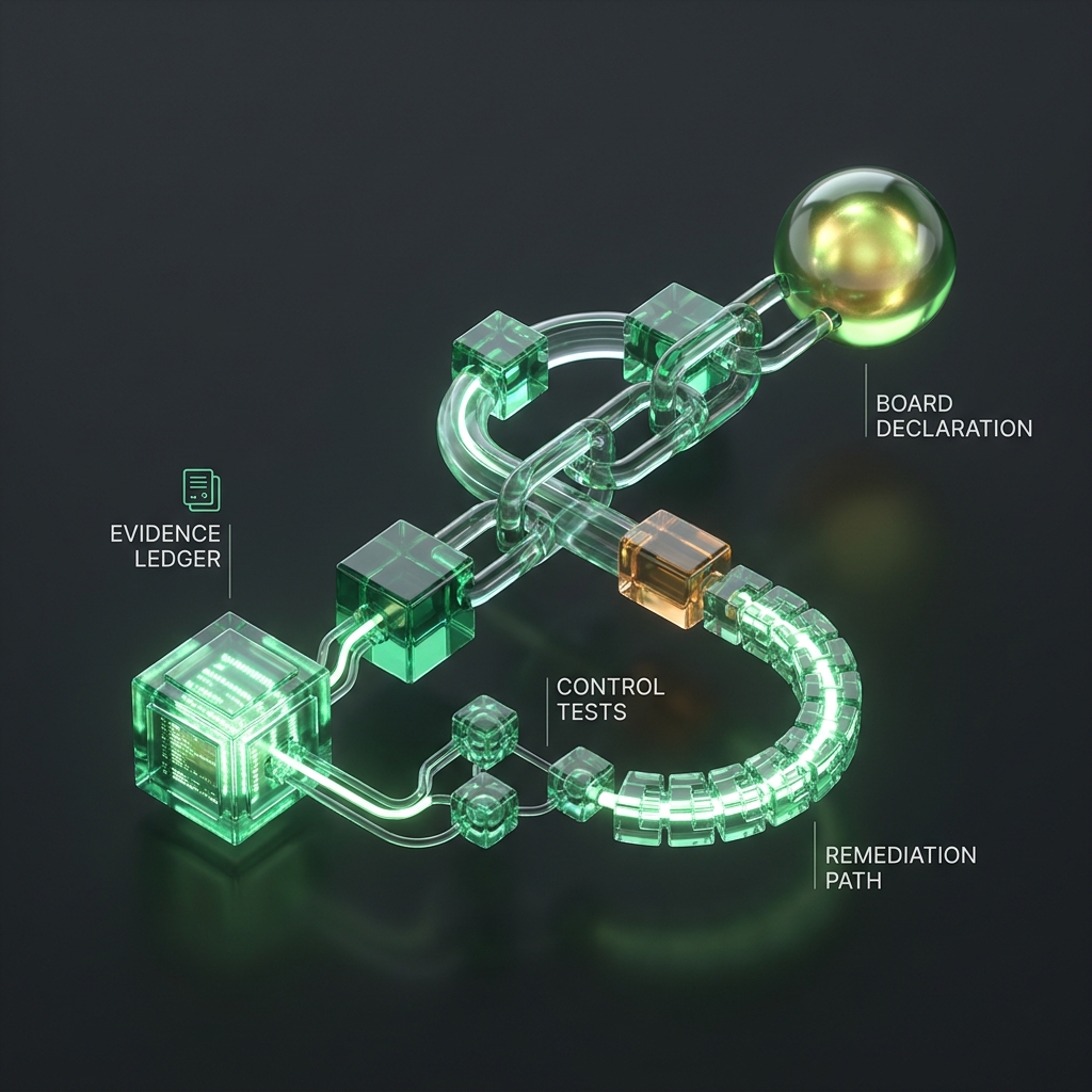 Control testing chain showing operation, review and retained evidence